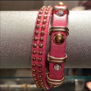 🌺Pink Genuine Leather Studded Wrap Bracelet
